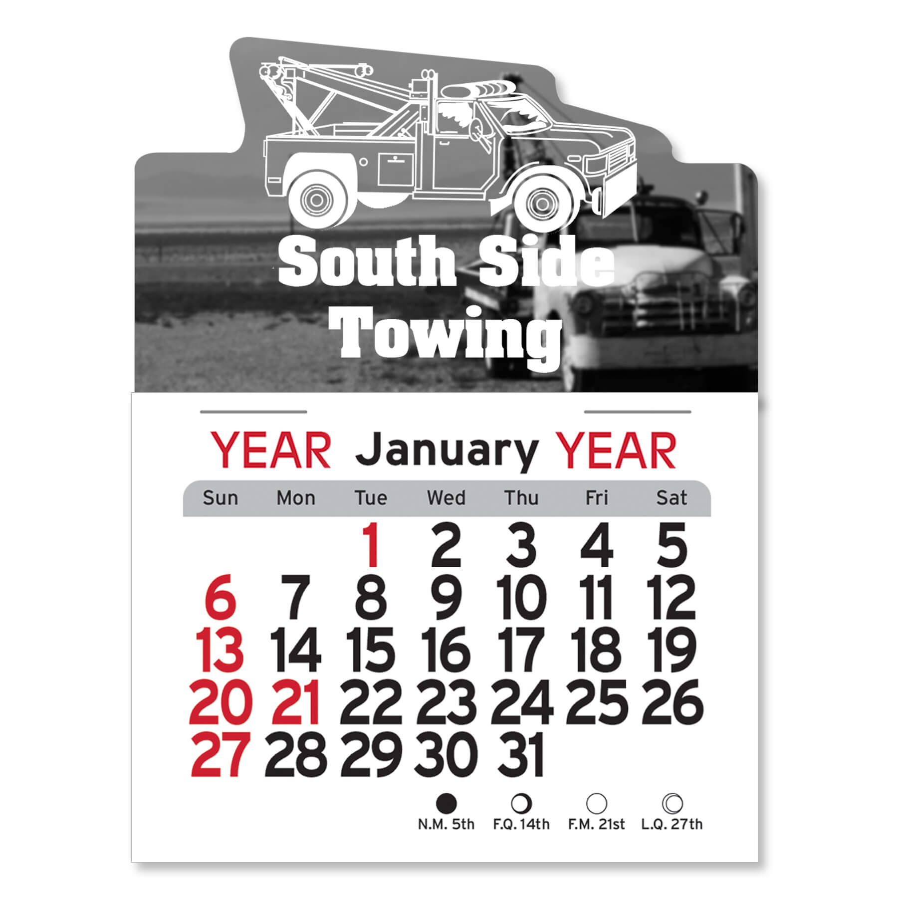 1037            - Adhesive Peel-N-Stick® Calendar - Tow Truck                           